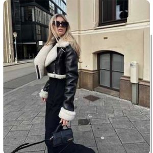 ZARA Chocolate Double Sided Cropped Jacket size small 4341/806